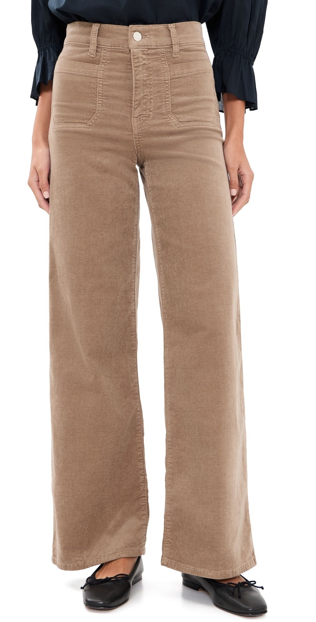 FRAME Le Slim Palazzo Modernist Corduroy Pants Soft Taupe 23
