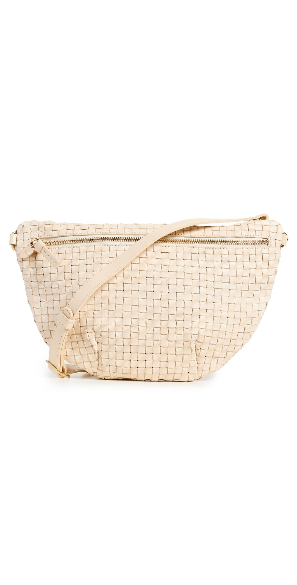 Clare V. Grande Fanny Cream Woven Checker One Size