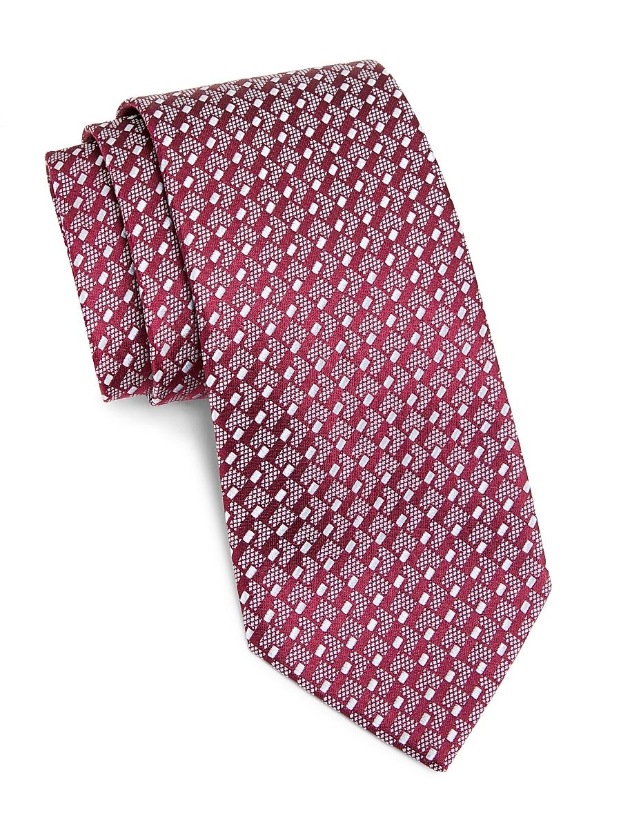 Men's Geometric Silk Tie - Red