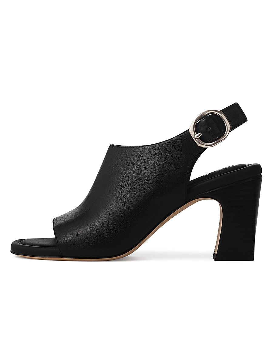 Women's Gigi 75MM Leather Slingback Sandals - Black - Size 9.5