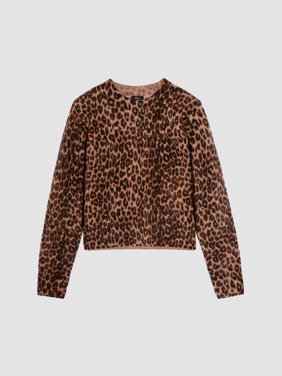 Rails Women's Sofia Leopard Wool-Cashmere Sweater - Brown Nala - Size Small