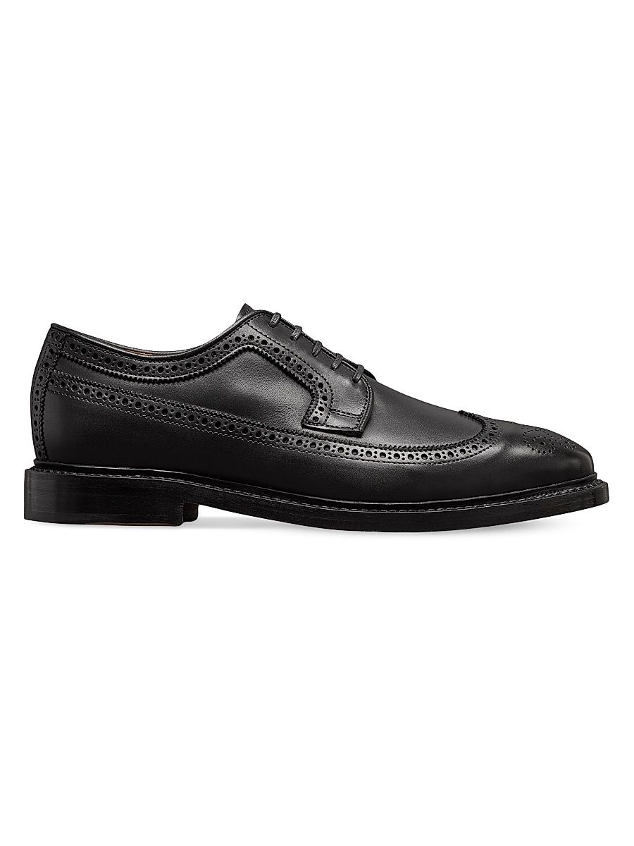 Men's Mason Brogue-Detail Leather Derbys - Black - Size 10.5