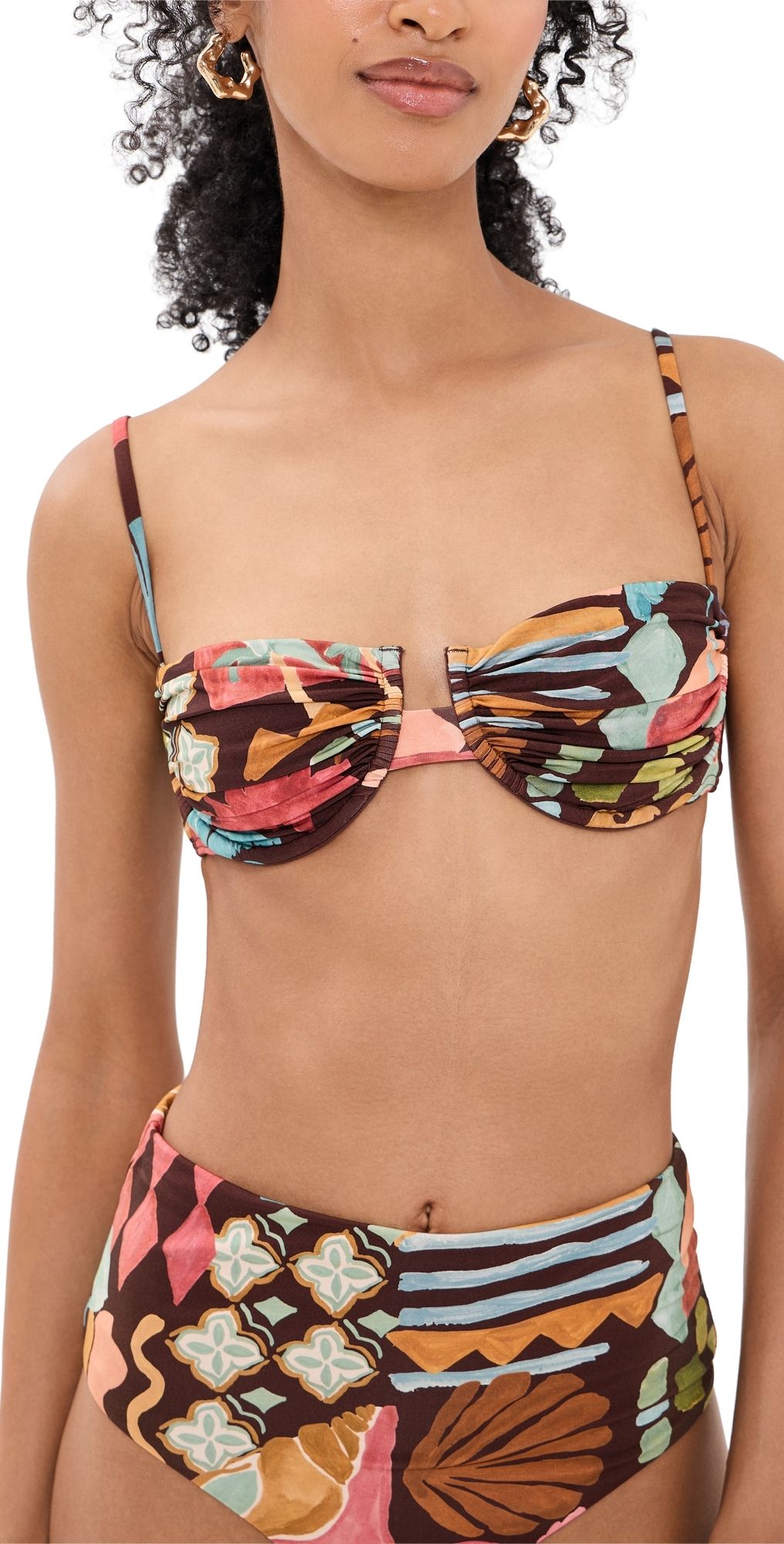 MINKPINK Isola Gathered Bikini Top Cocoa Coast XS