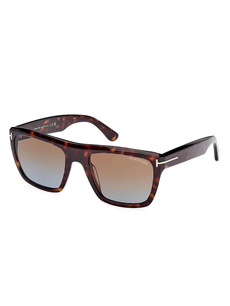 Men's Alberto 55MM Square Sunglasses - Shiny Havana Brown