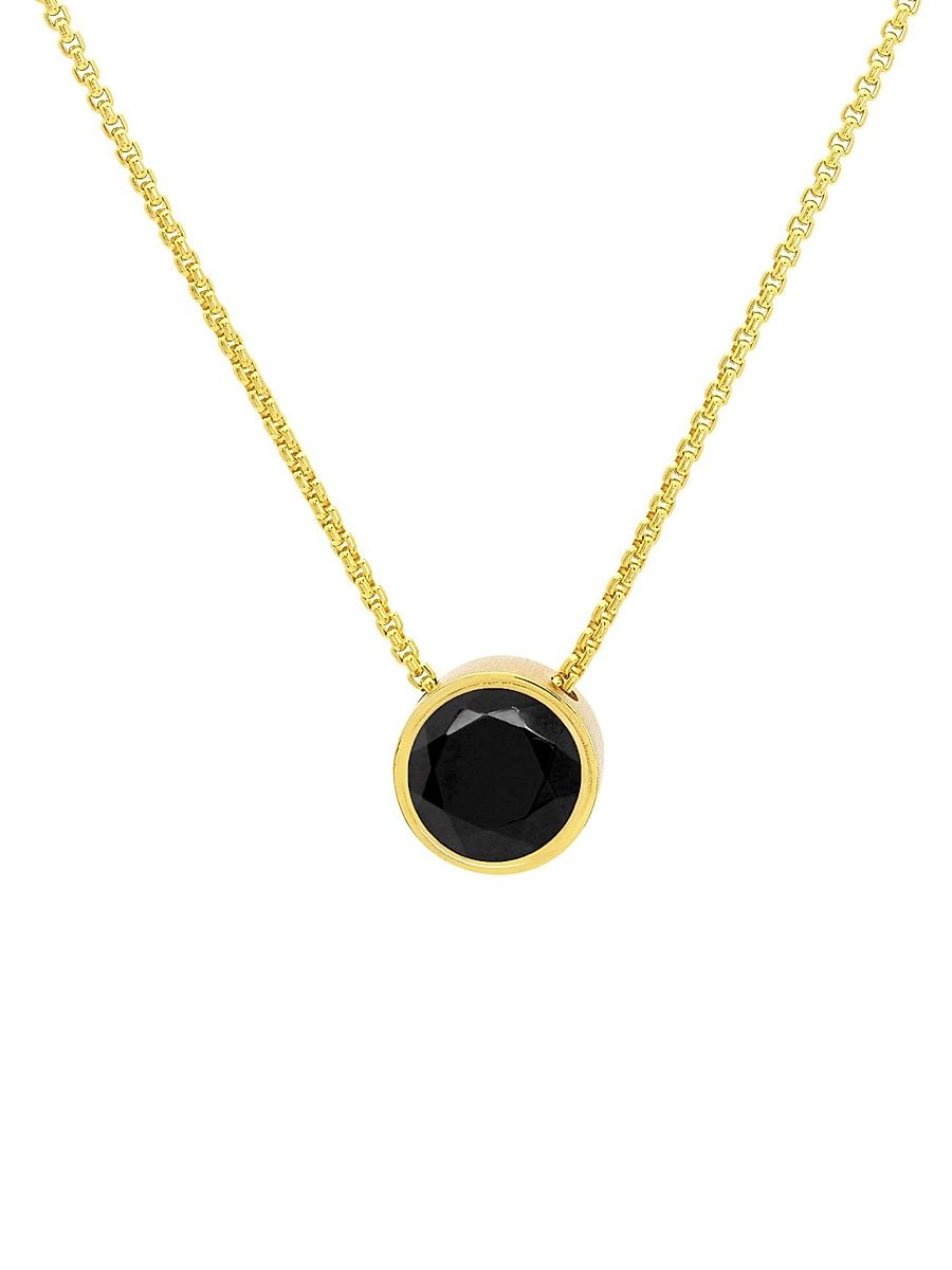 Women's Signature 22K Gold-Plated & Labradorite Midi Knockout Pendant Necklace - Black