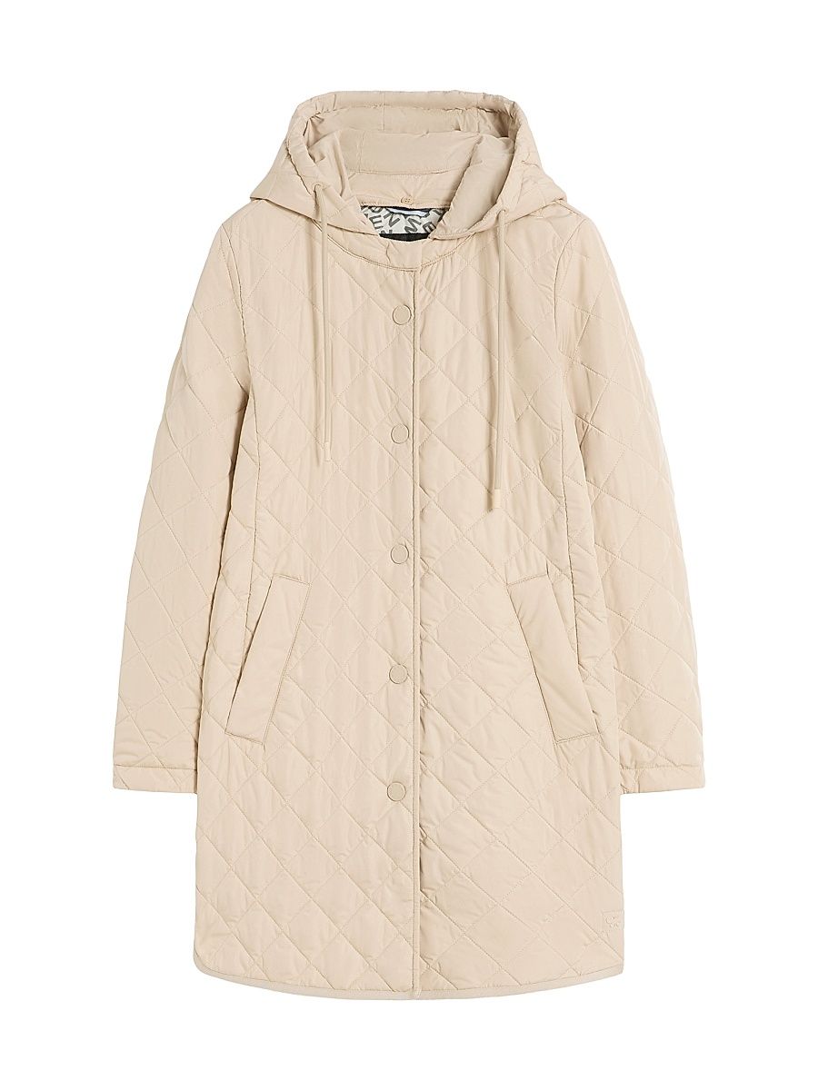 Women's Water Repellent Fabric Padded Parka Coat - Sand - Size 16