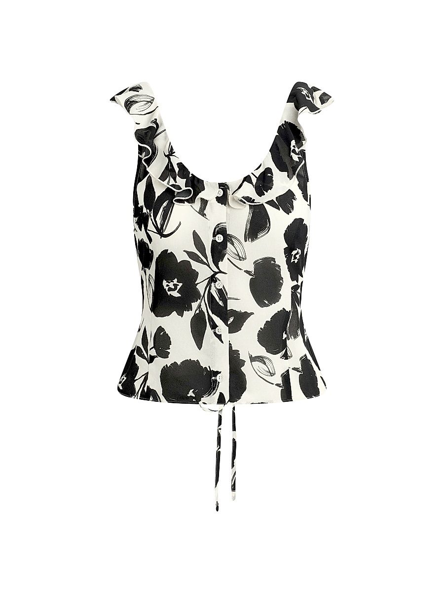 Women's The Love Note Brushed Floral Top - Brushed Neutral - Size XL