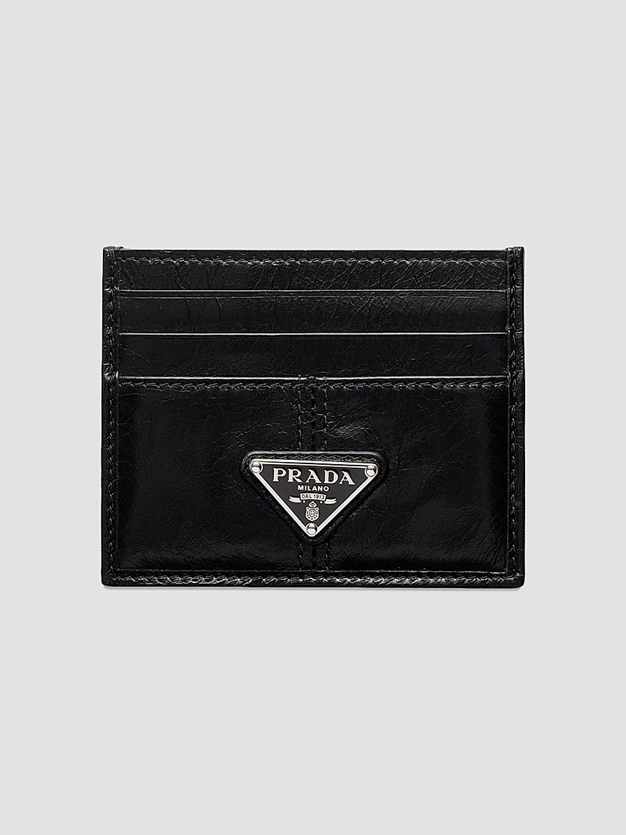 Prada Men's Leather Card Holder - Black