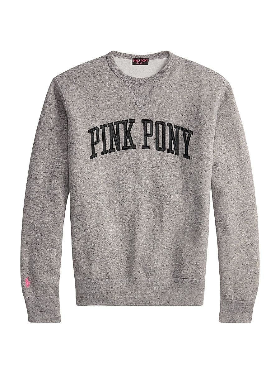 Men's Pink Pony Vintage-Fit Fleece Crewneck Sweatshirt - Dark Grey Heather - Size XXL