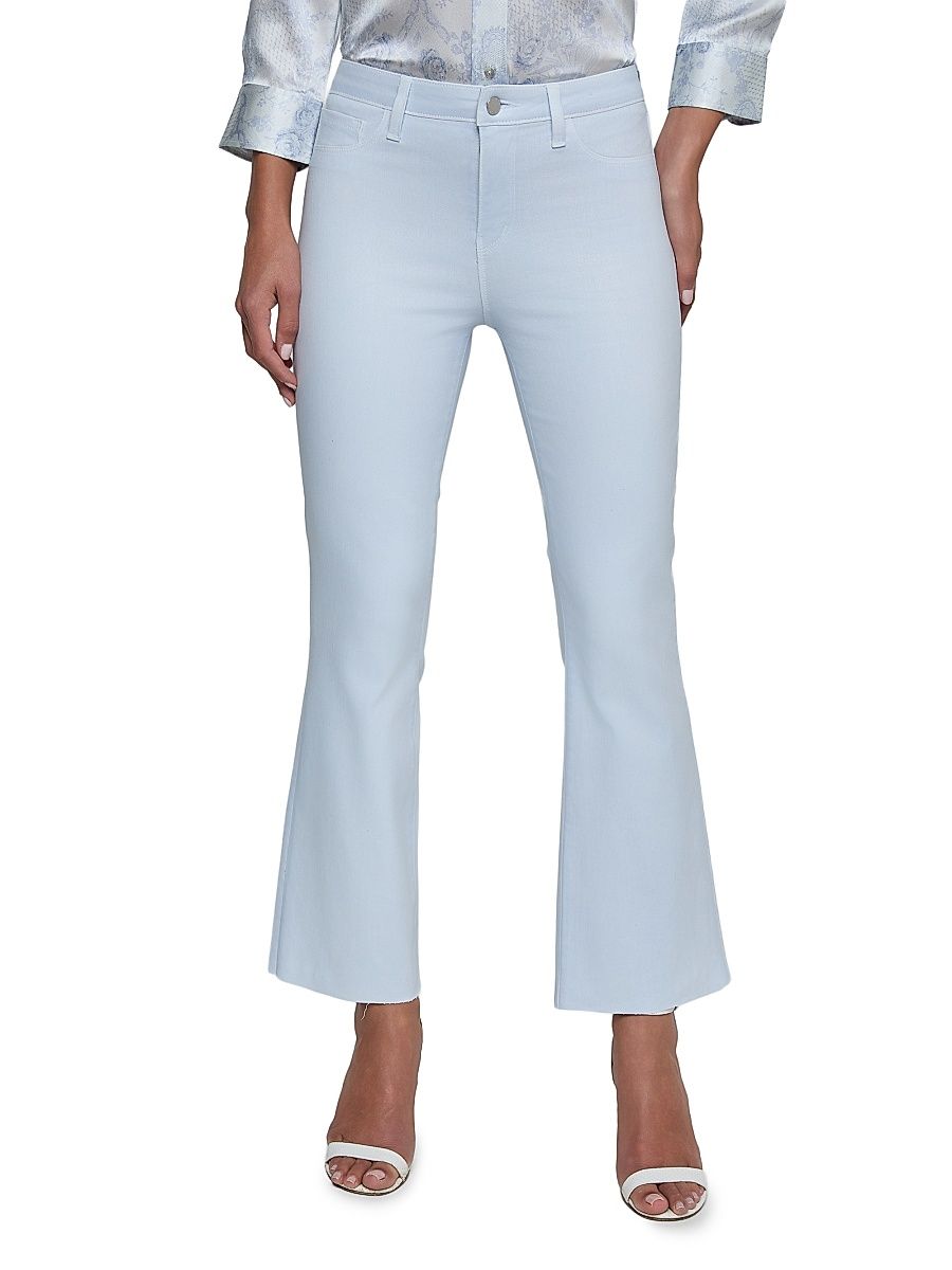 Women's Kendra High-Rise Crop Flare Jeans - Pale Mist Blue Coated - Size 30