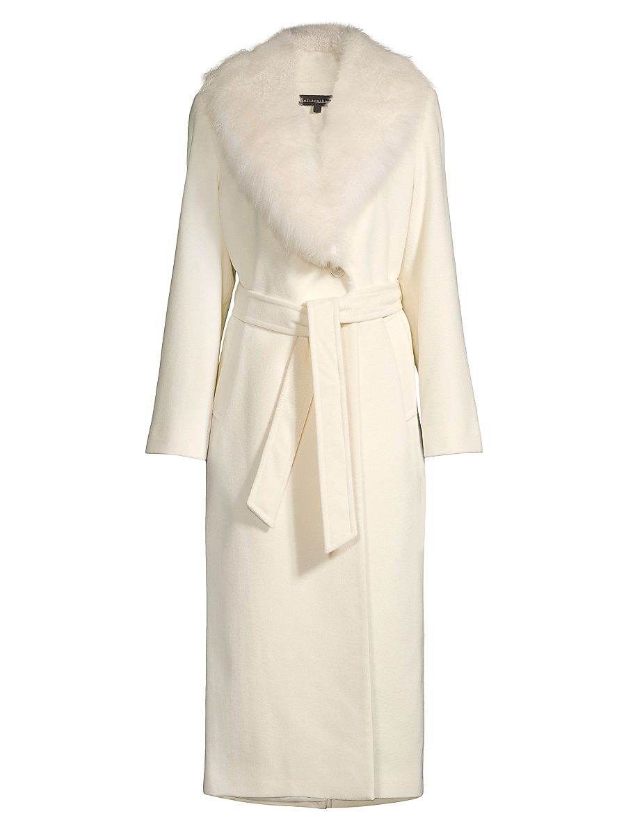 Women's Cashmere & Shearling Maxi Coat - Ivory - Size 8