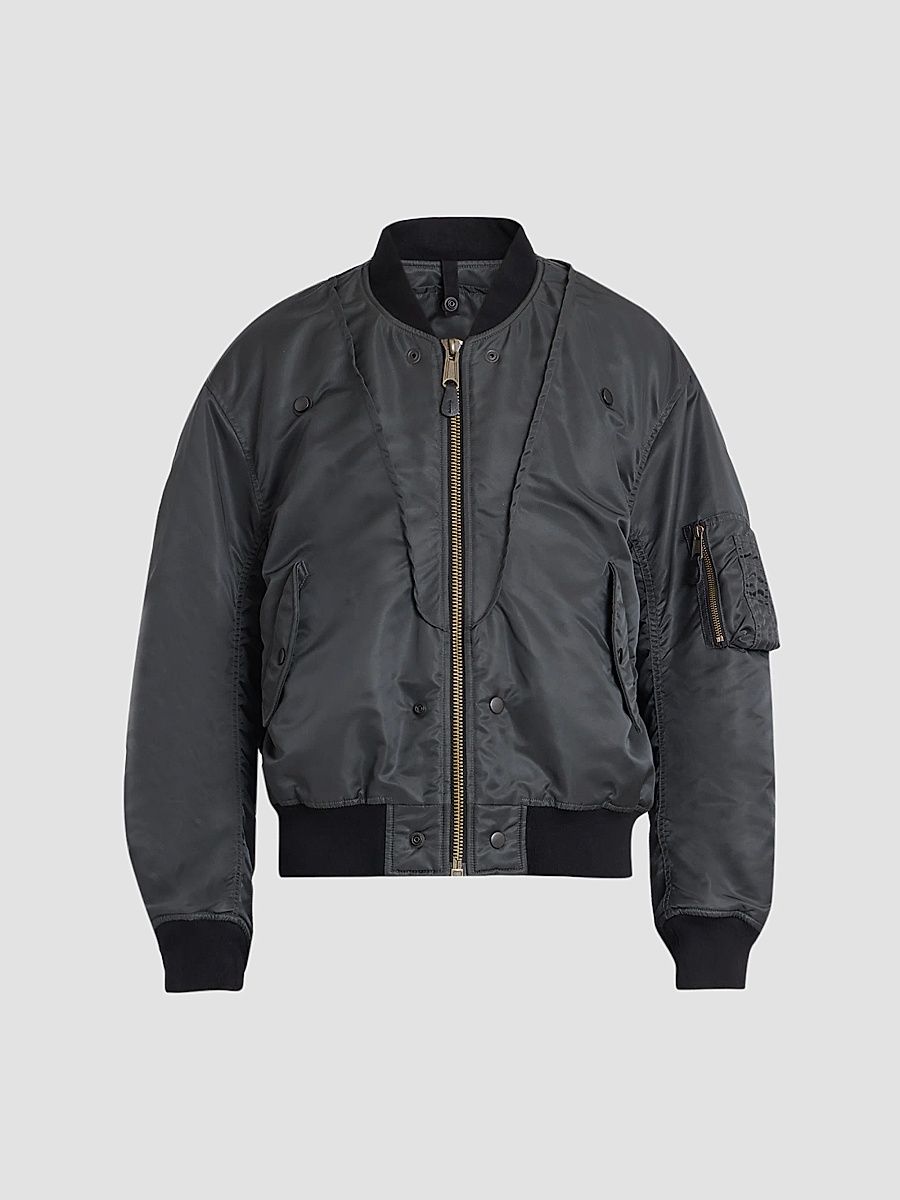 Men's Reversible Quilted Bomber Jacket - Dark Grey - Size 44
