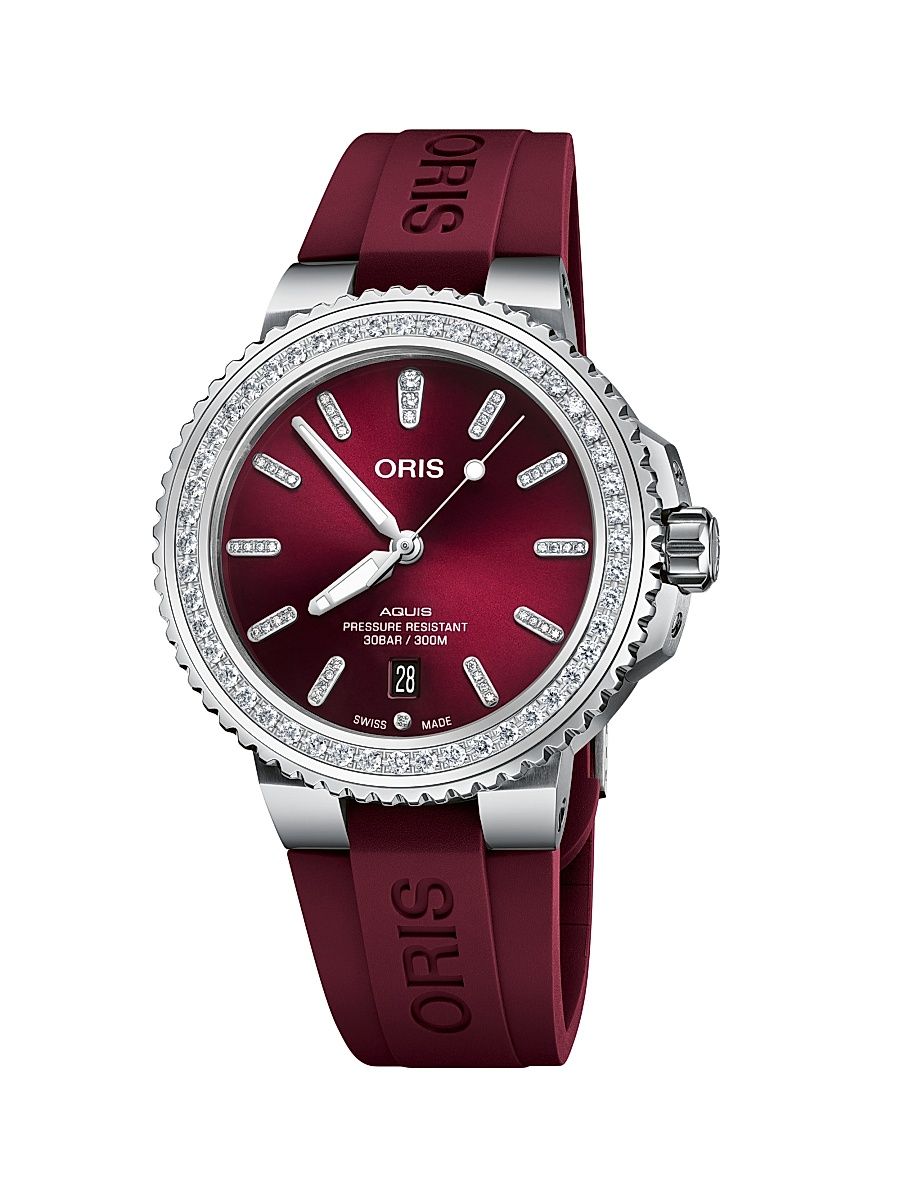 Men's Aquis Date Stainless Steel, 1.2 TCW Lab-Grown Diamond & Rubber Diver's Watch/41.5MM - Steel