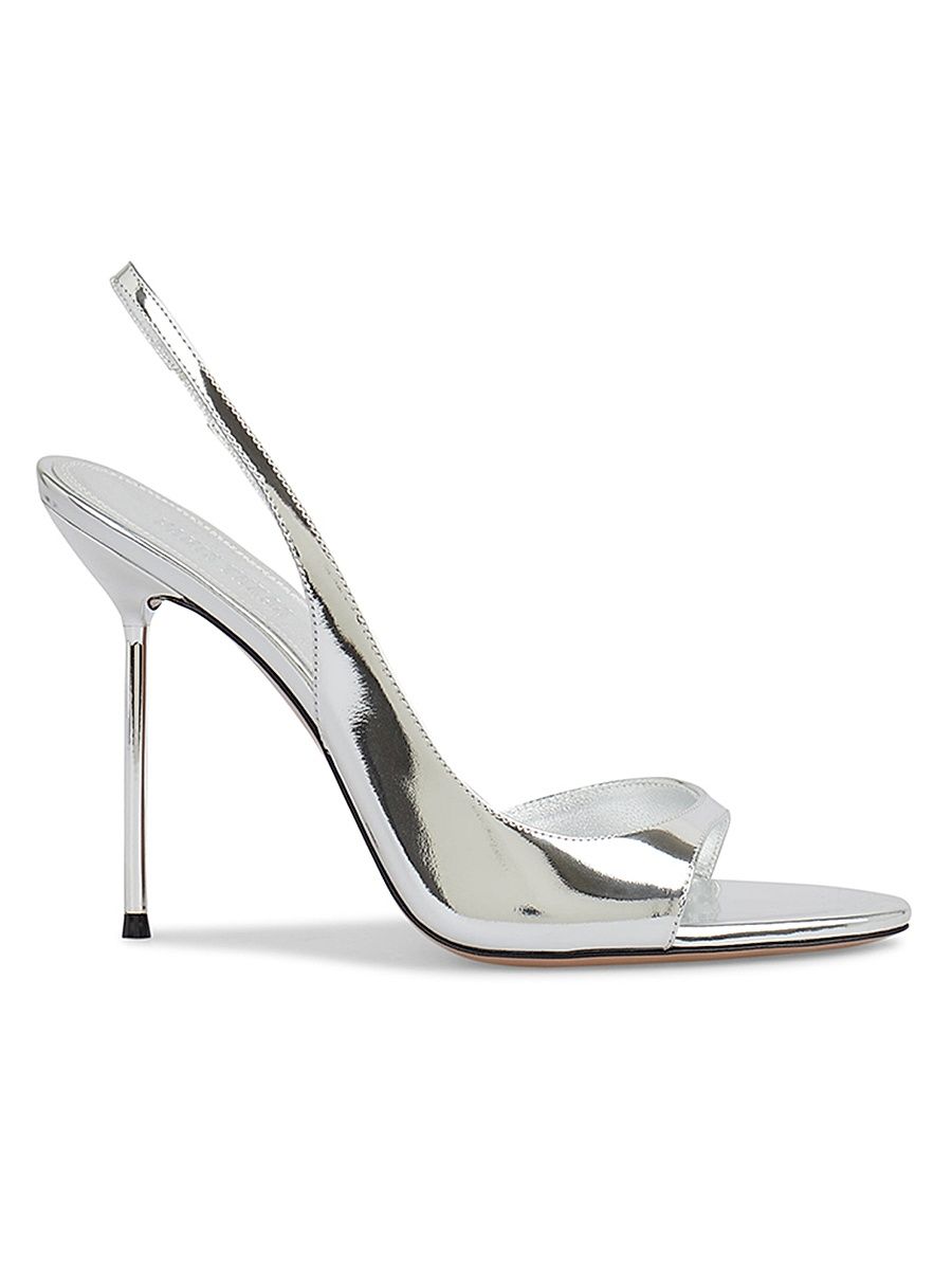 Women's Lidia 105MM Leather Slingback Sandals - Silver - Size 11