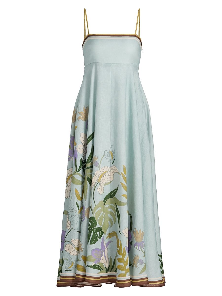 Women's Alfie Linen Midi-Sundress - Ice Blue - Size 0