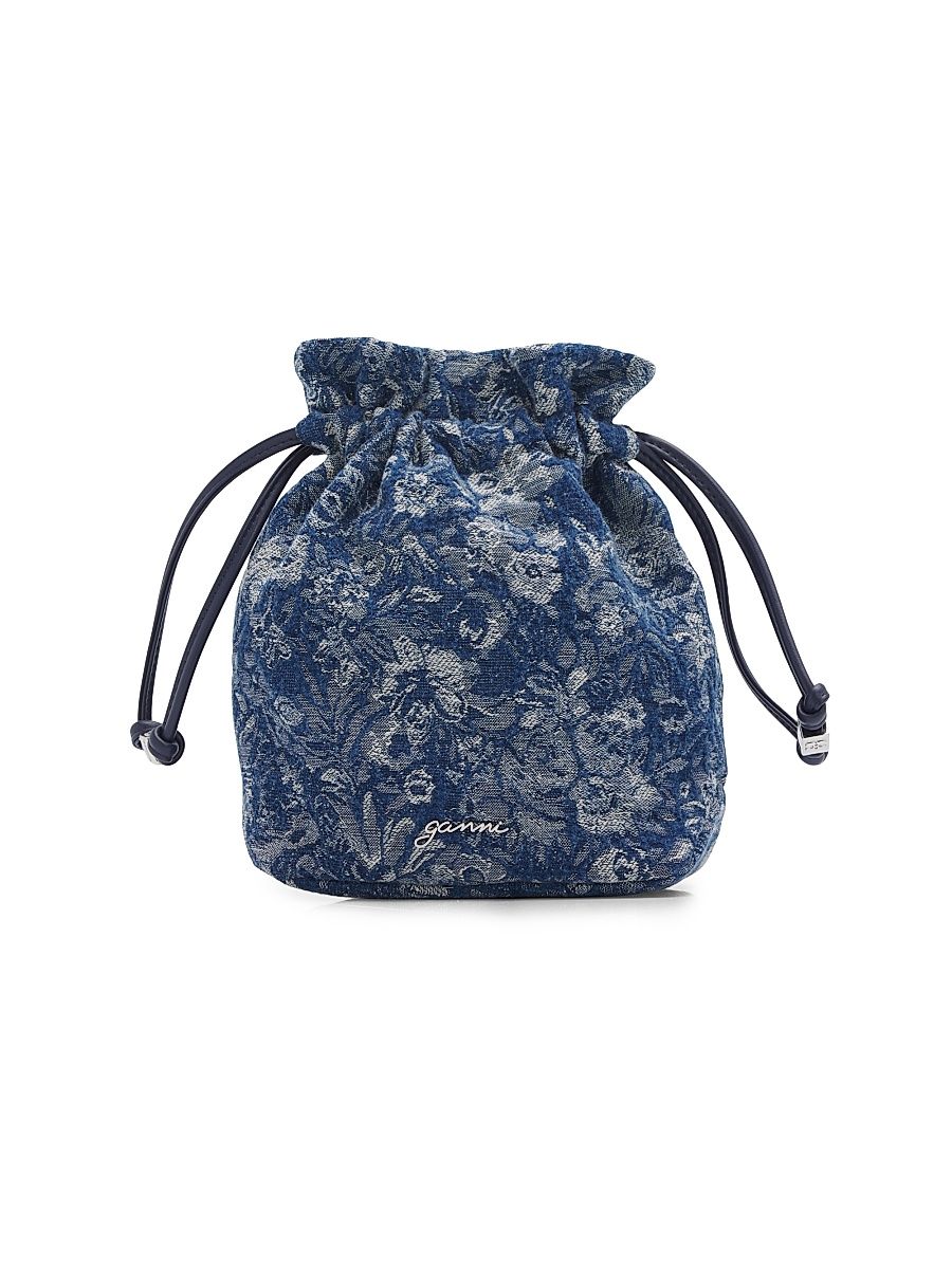 Women's Floral Tapestry Denim Pouch - Mid Blue Vintage