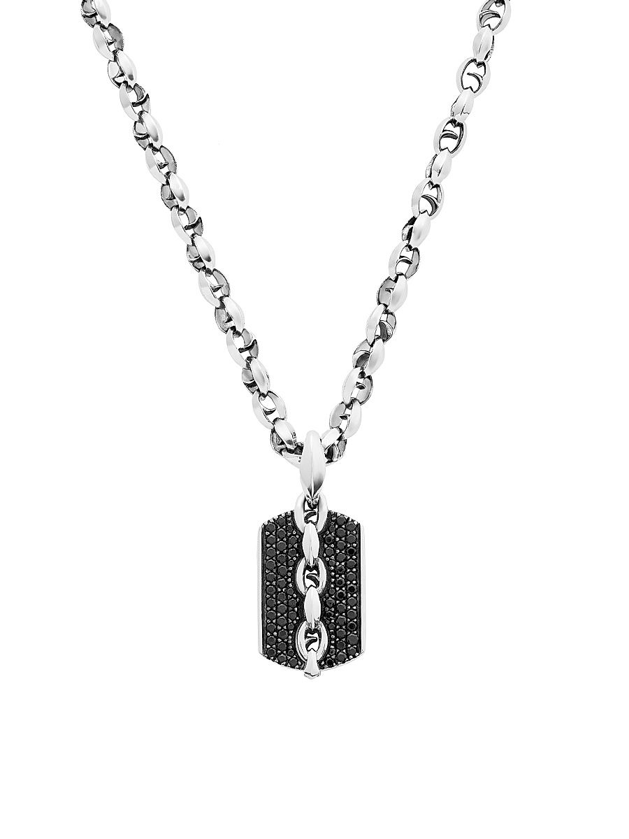 Men's Thorn Razer Tag Necklace - Silver