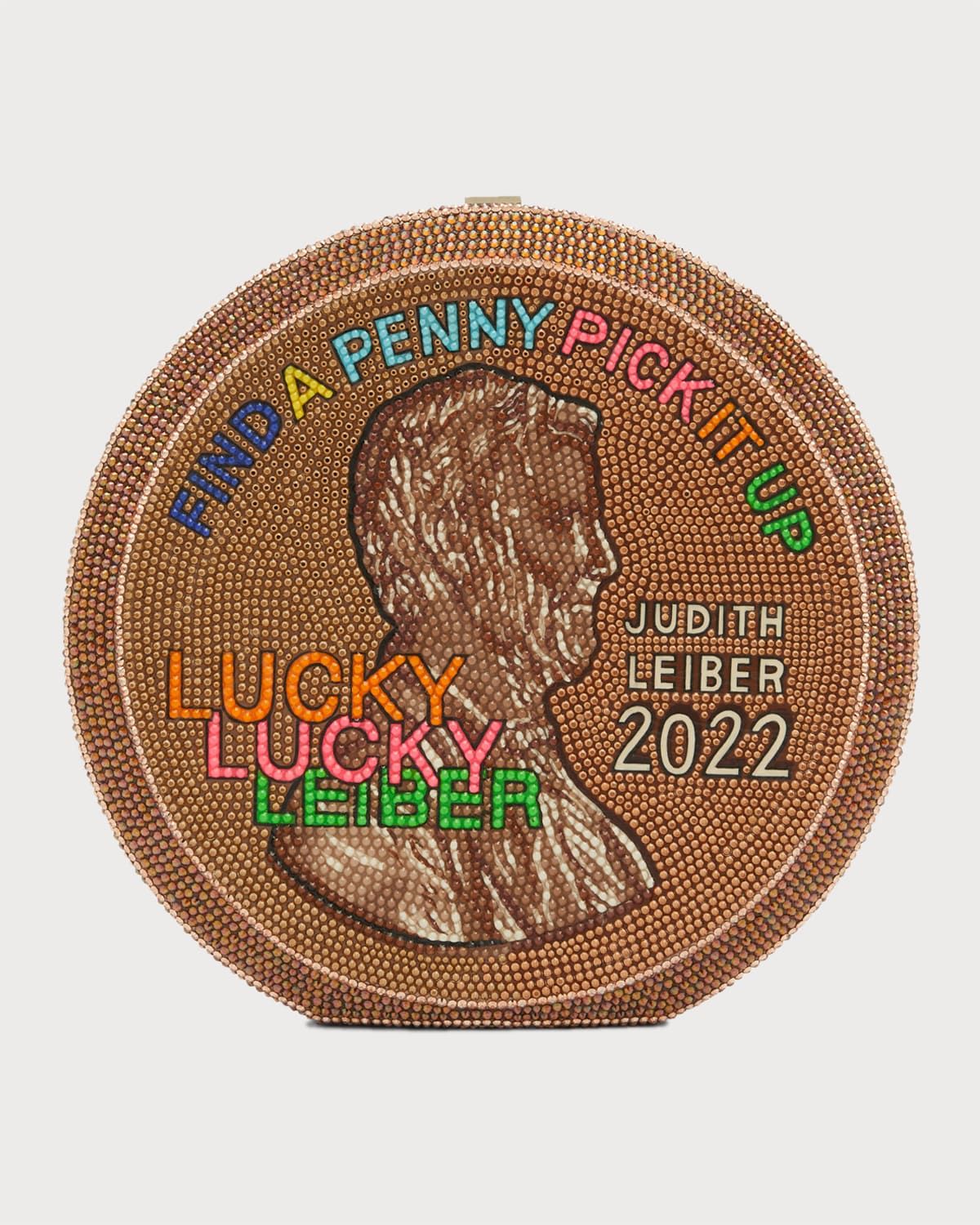 Lucky Penny Disc Crystal Minaudiere Bag