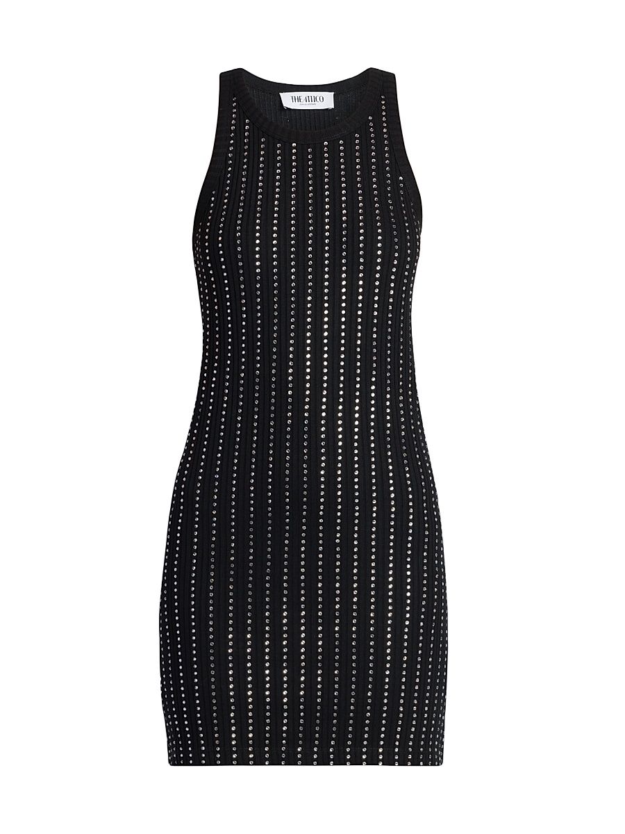 Women's Crystal-Embellished Cotton Minidress - Black - Size 4