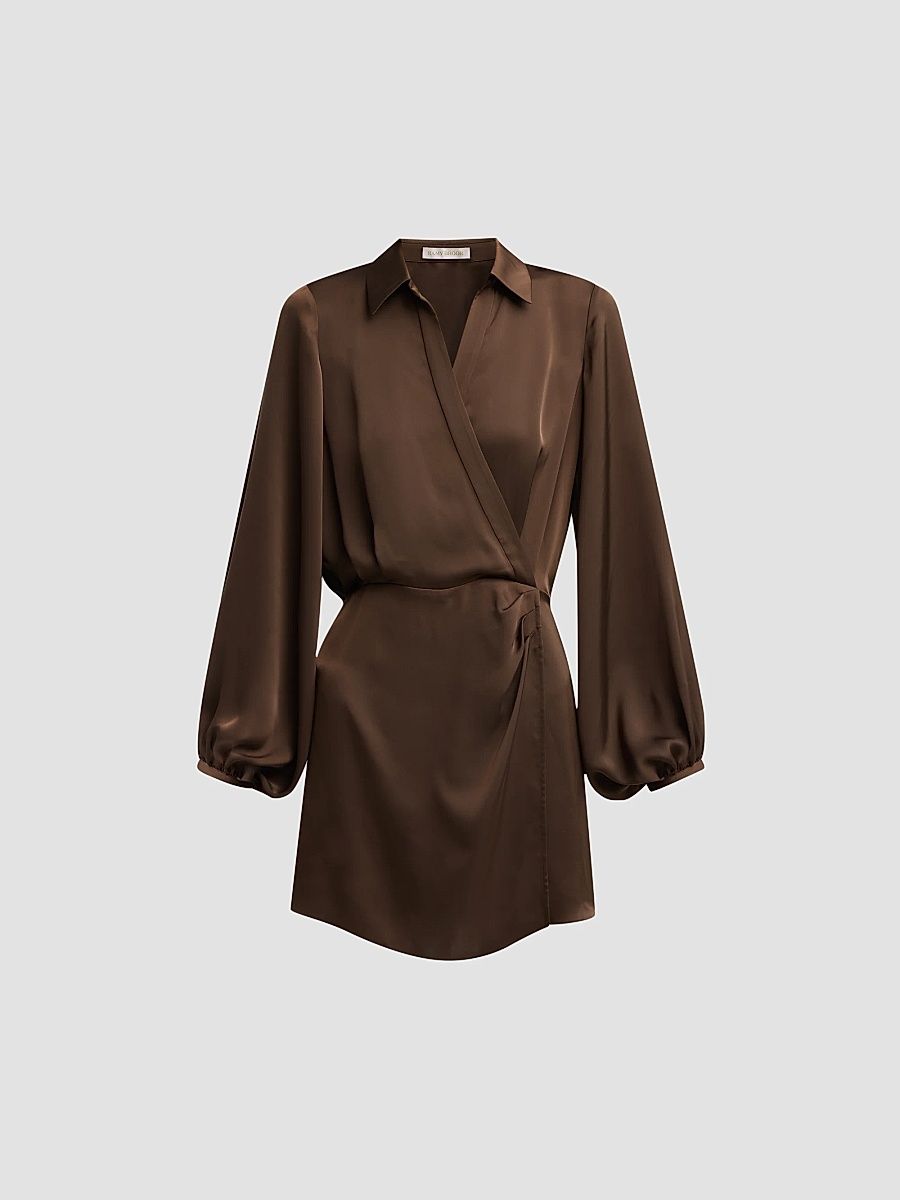 Ramy Brook Women's Carolyn Satin Wrap-Minidress - Heritage Brown - Size XL