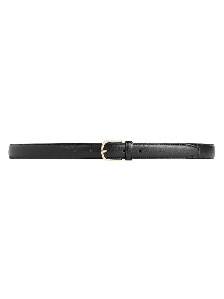 Women's Slim Trouser Leather Belt - Black - Size Medium