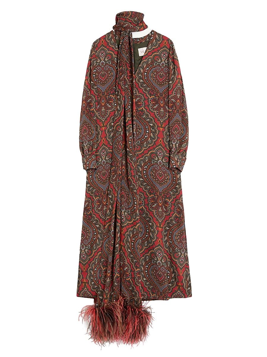 Women's Georgette Midi Dress with Voyage Imaginaire Cashmere Print - Paris Multicolor - Size 6