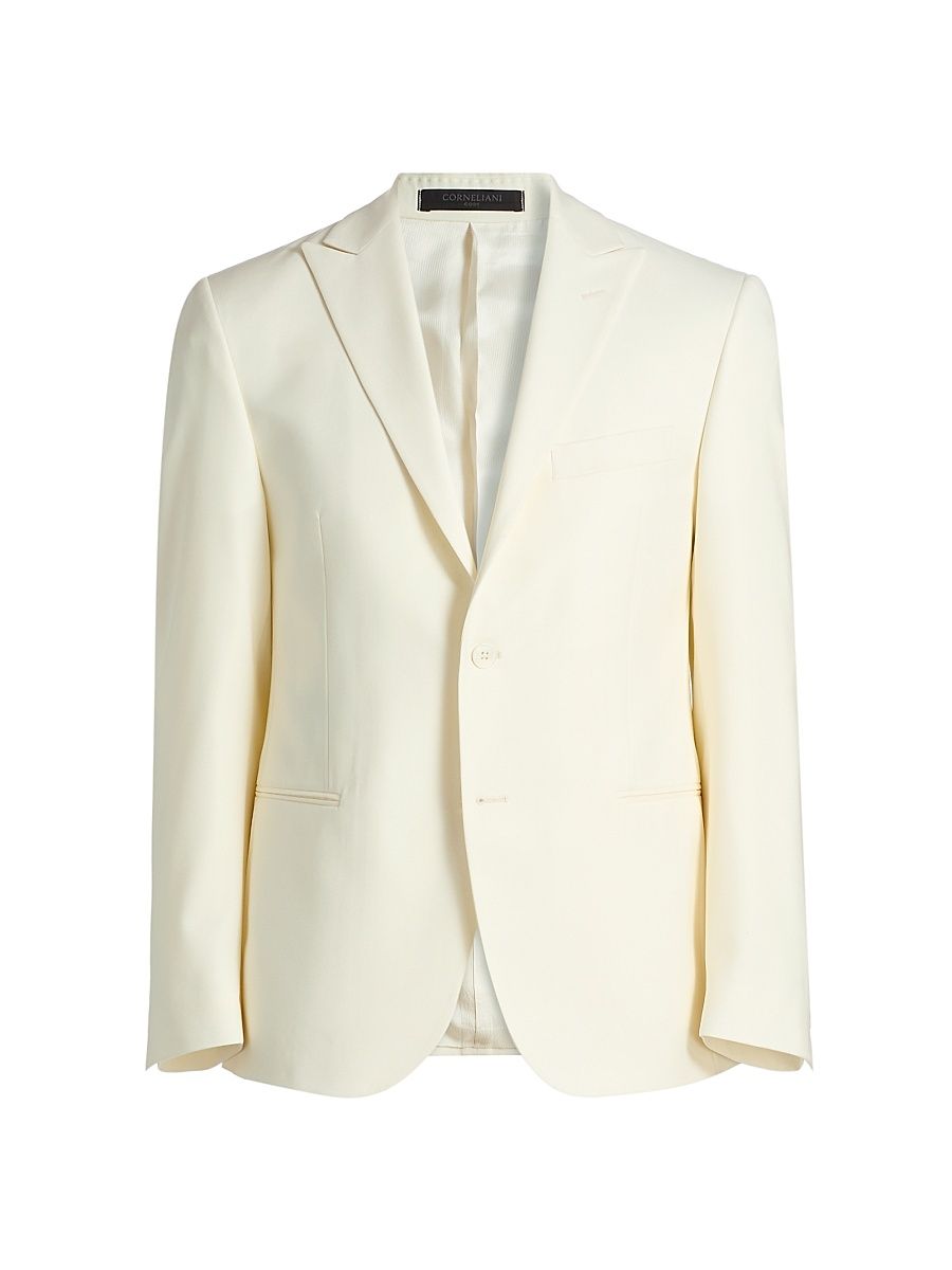 Men's Virgin Wool Jacquard Dinner Jacket - Off White - Size 48