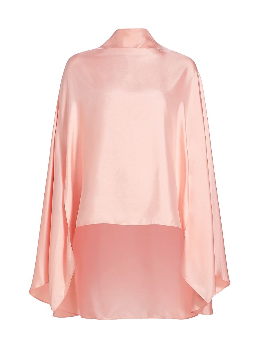 Women's Oversized Silk Twill Cape Top - Light Pink - Size Small