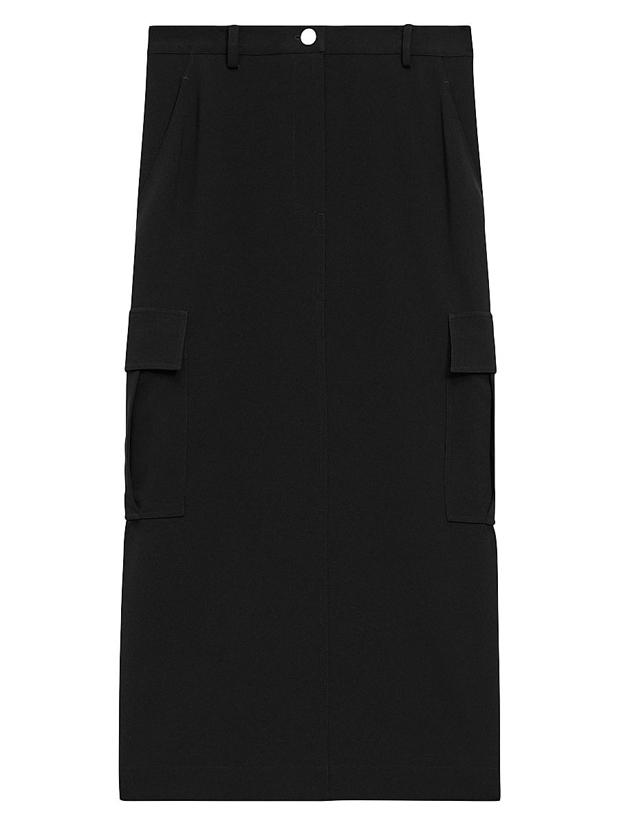 Women's Relaxed Cargo Midi-Skirt - Black - Size 2