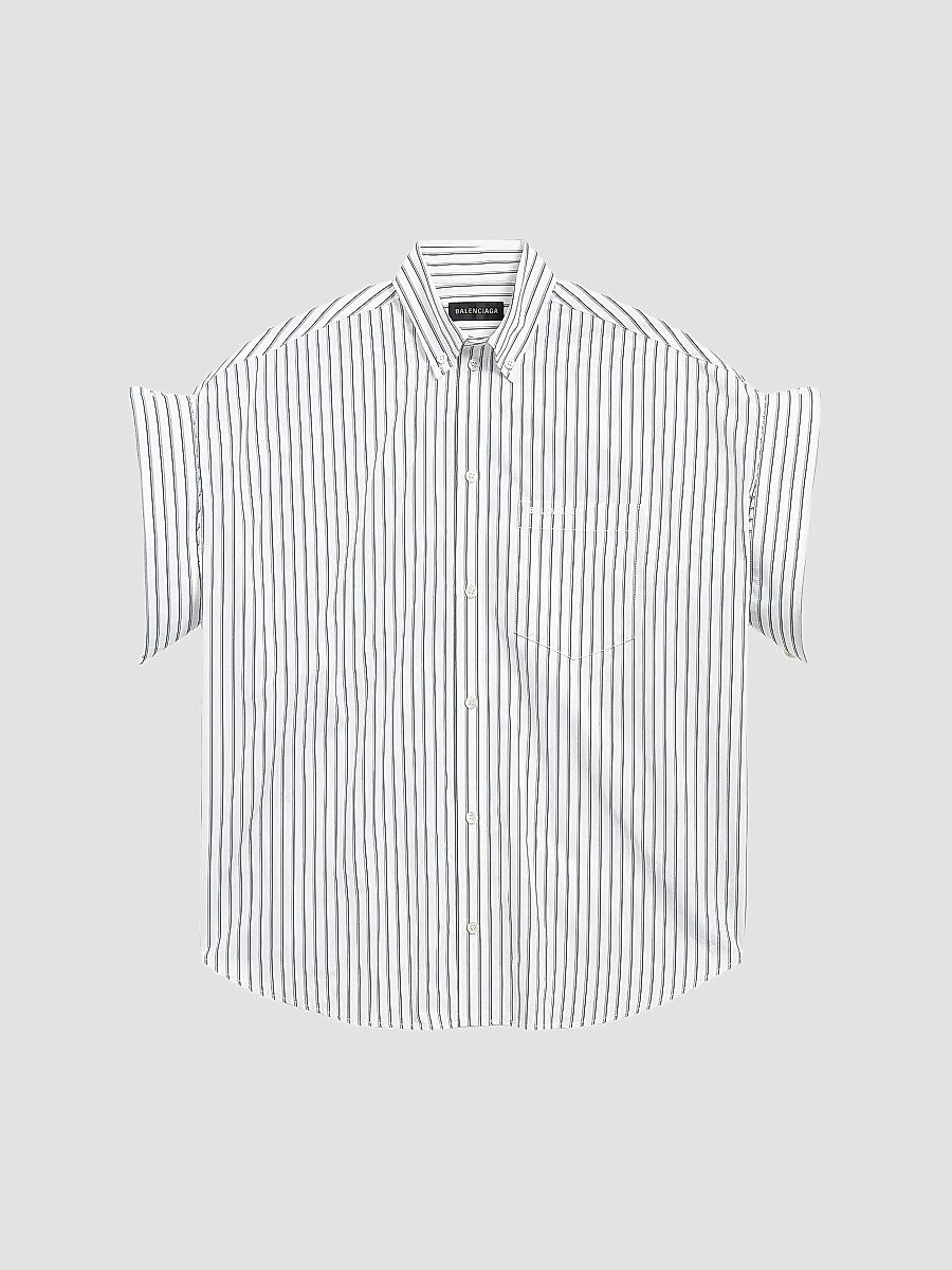 Balenciaga Women's Tucked Sleeve Shirt - White - Size 4