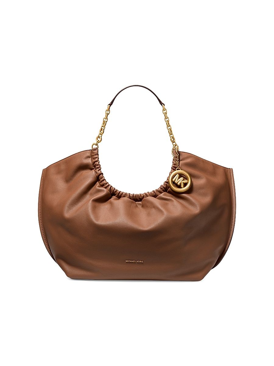 Women's Indie Large Cinched Leather Tote Bag - Luggage