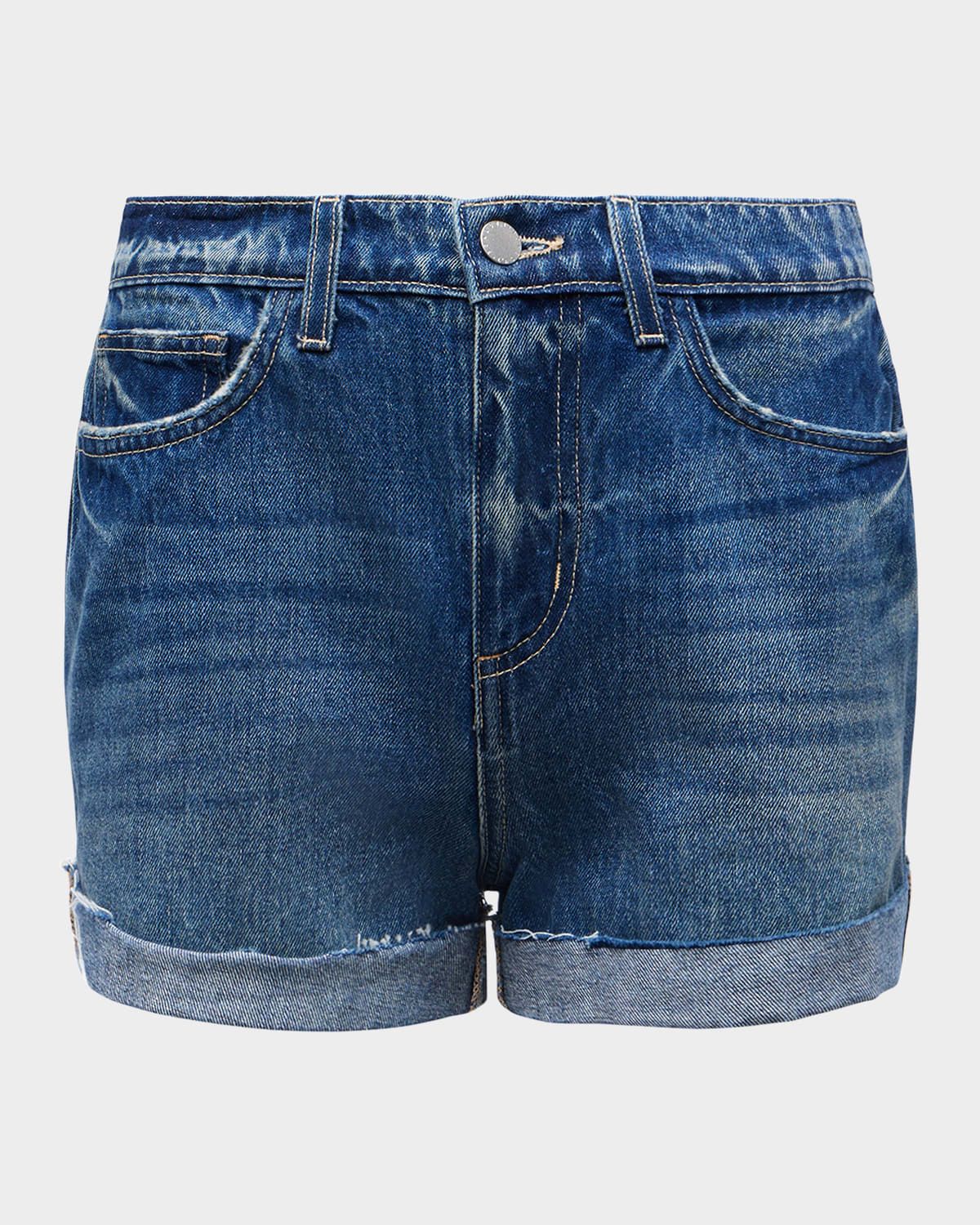 Jazzy High-Rise Cuffed Denim Shorts