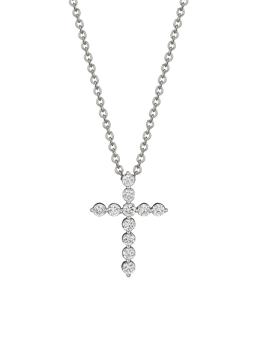Women's 14K White Gold & 0.50 TCW Diamond Cross Pendant Necklace - White Gold