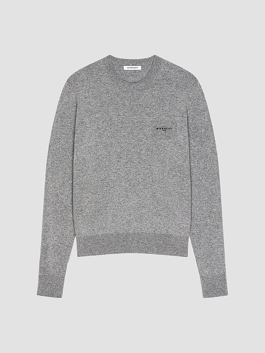 Givenchy Men's Sweater in Wool and Cashmere - Light Grey Melange - Size XXL
