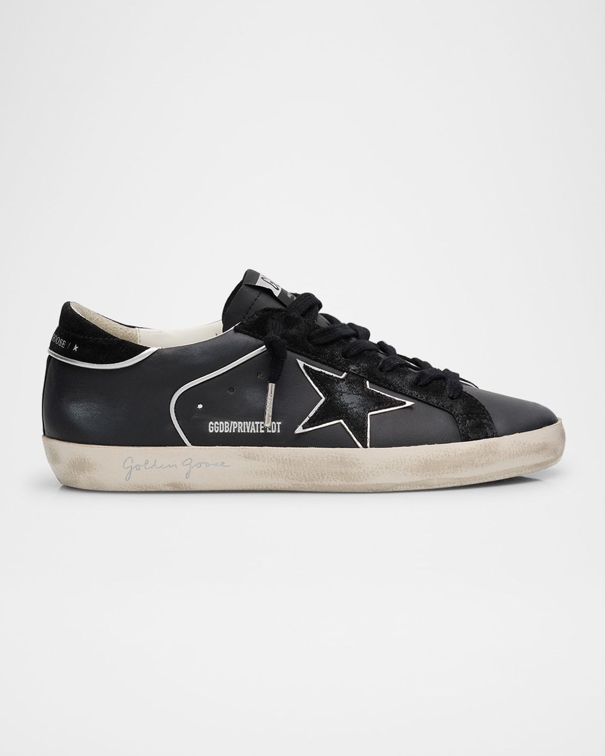 Super-Star Mixed Leather Low-Top Sneakers with Metallic Piping