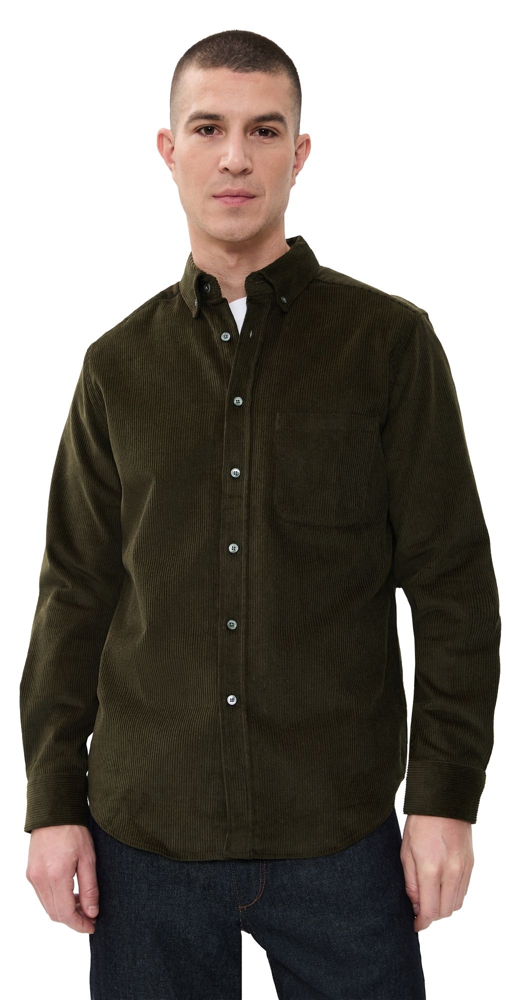 Portuguese Flannel Lobo 2.0 Corduroy Button Down Shirt Olive S