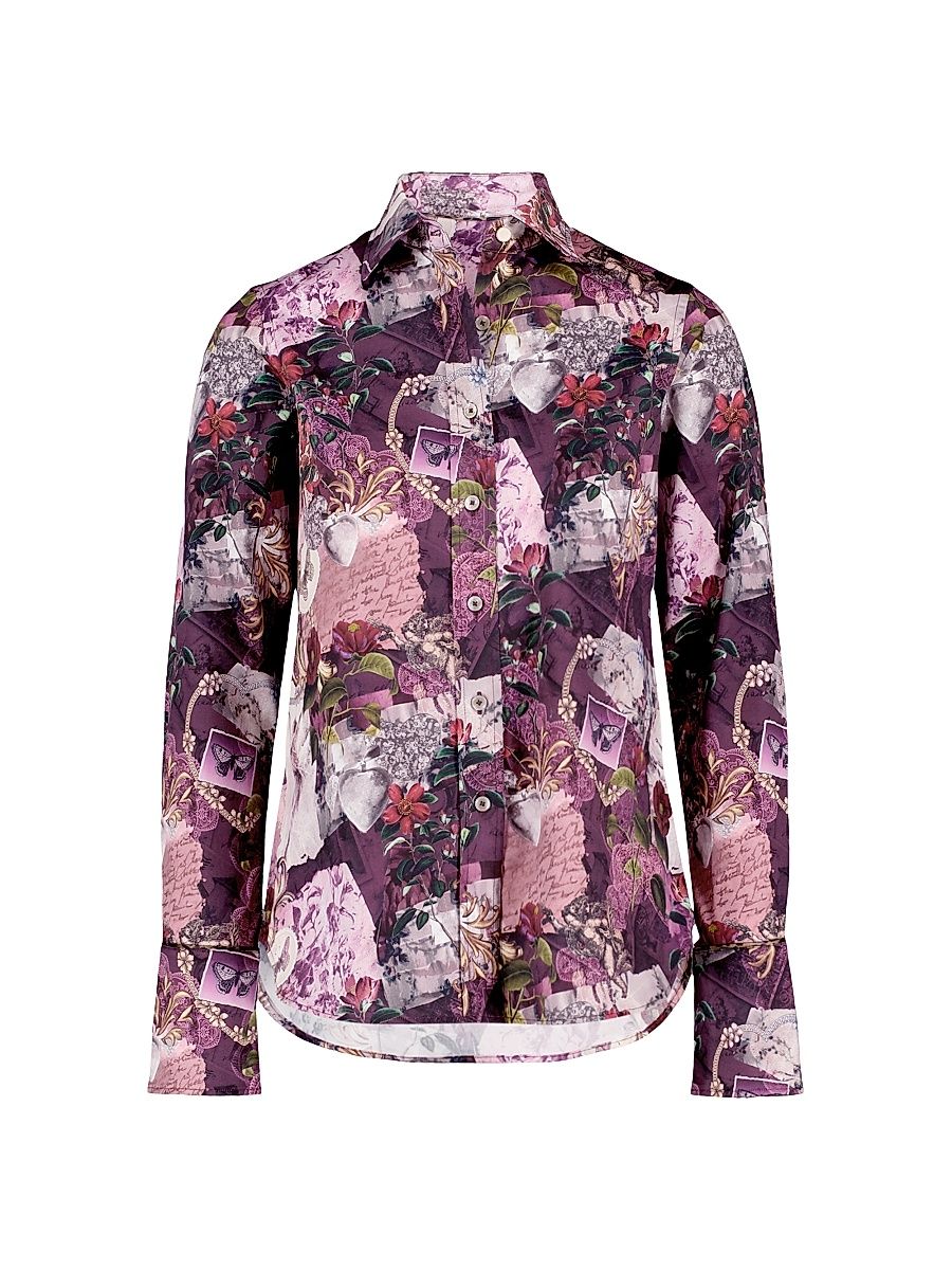 Women's Priscilla Collage-Inspired Print Shirt - Size Large