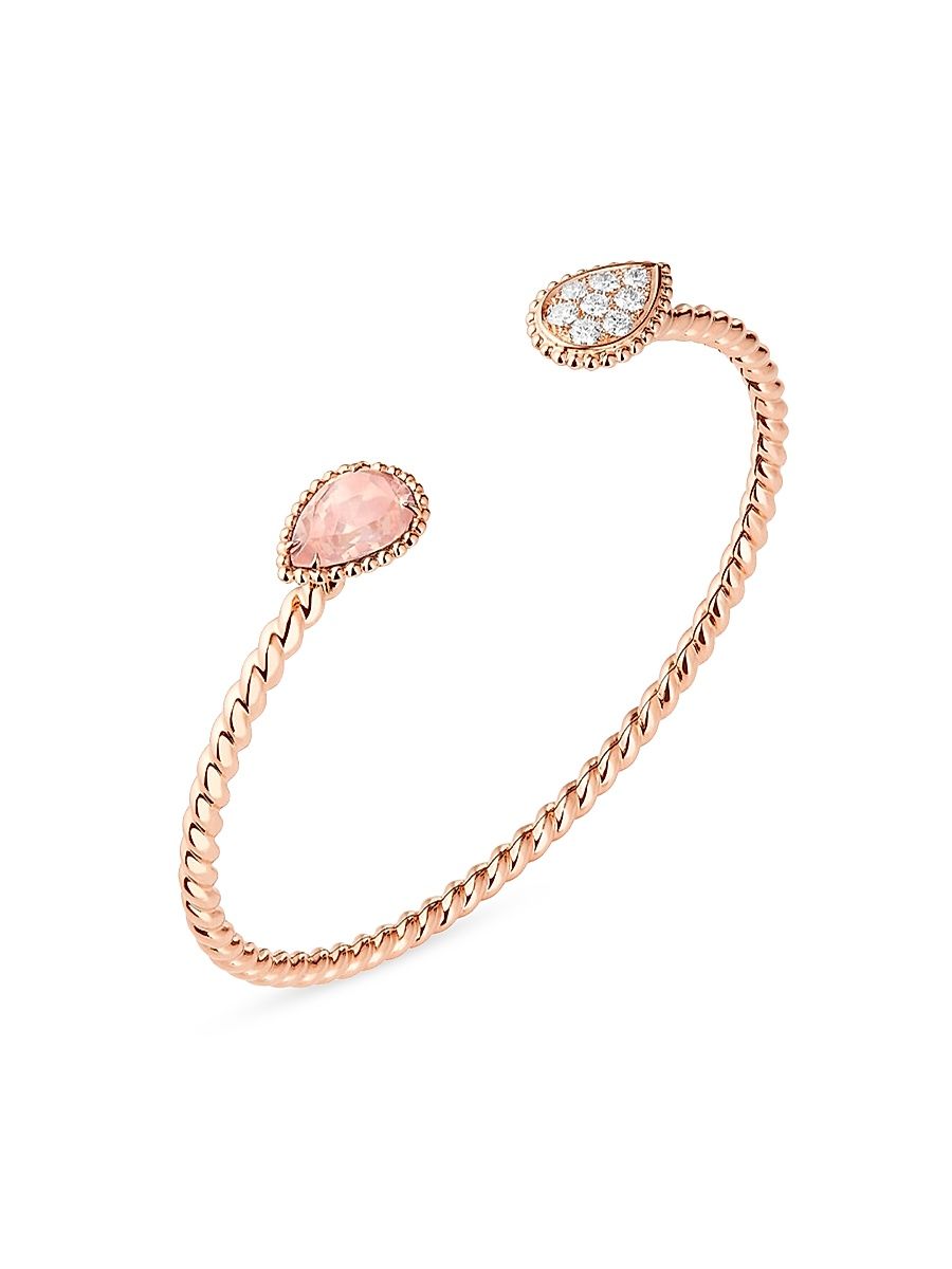 Women's Serpent Bohème 18K Rose Gold, 1.36 TCW Diamond & Pink Quartz Cuff - Rose Gold
