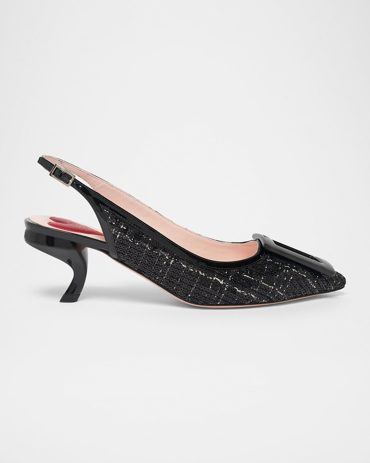 55mm Virgule Bordo Sequined Tweed Slingback Pumps