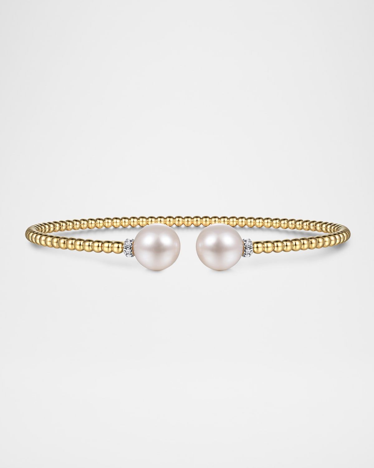 14K Yellow Gold Bujukan Diamond and Pearl Split Bangle