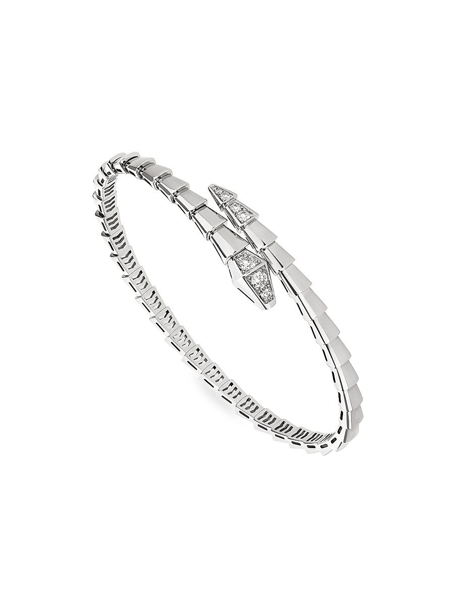Women's Serpenti Viper 18K White Gold & 0.47 TCW Diamond Bracelet - White Gold - Size Medium