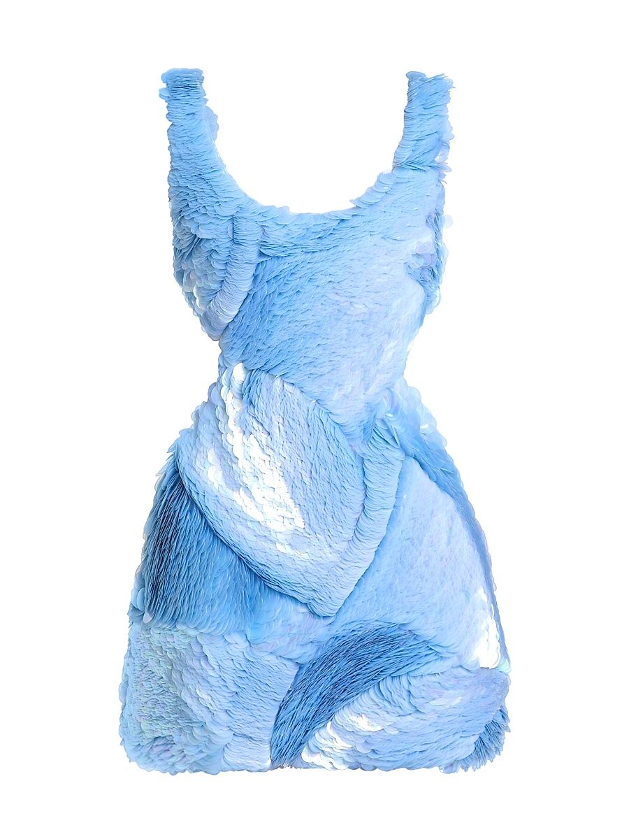 Women's Emilie Paillette-Sequinned Linen-Blend Minidress - Tidepool - Size 14