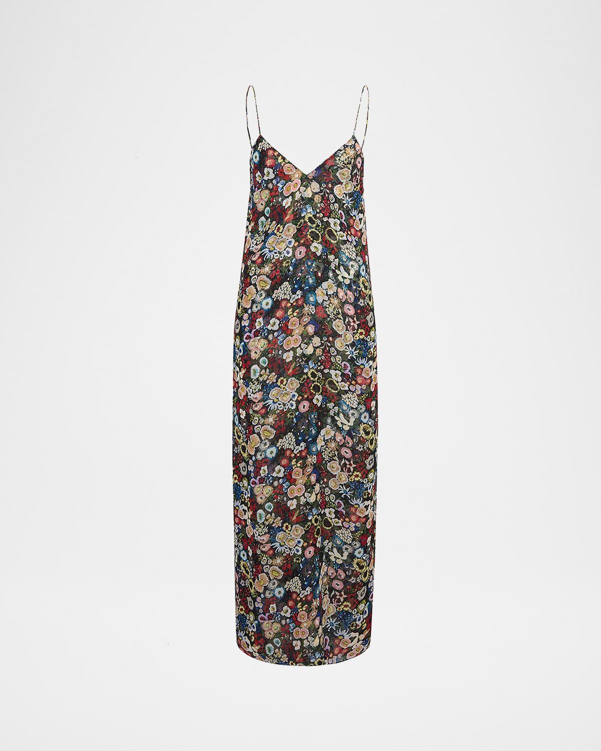 Taja Floral Silk Chiffon Maxi Slip Dress