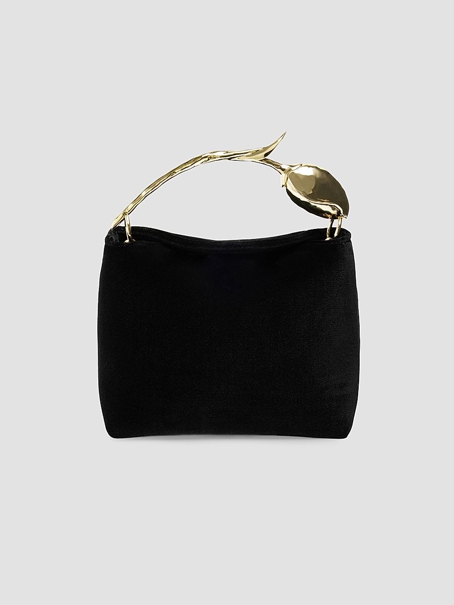 Women's Bloom Mini Velvet Top Handle Bag - Black