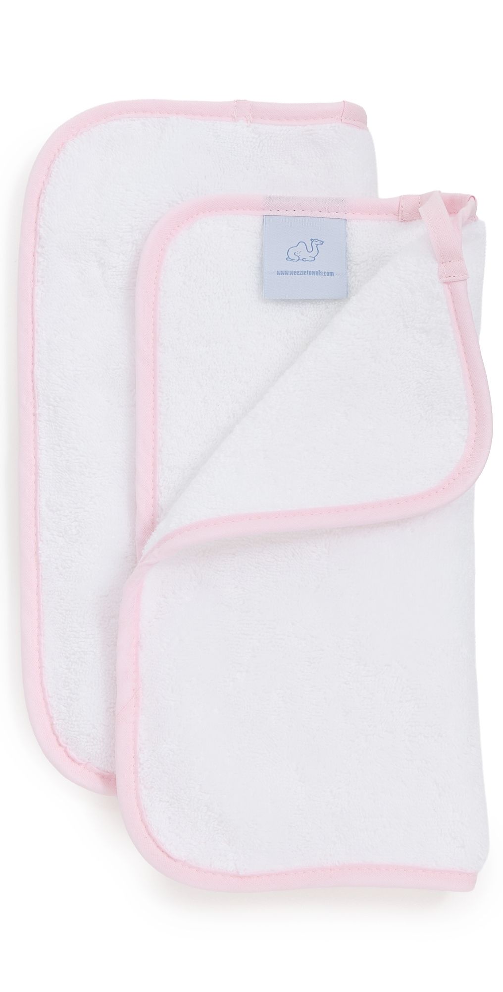 Weezie Signature Washcloths 2 Pack Ballet Pink on White One Size