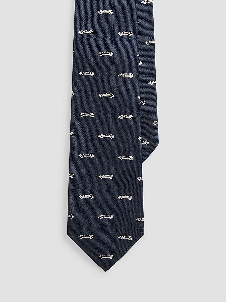 Men's Race Car Silk Tie - Navy