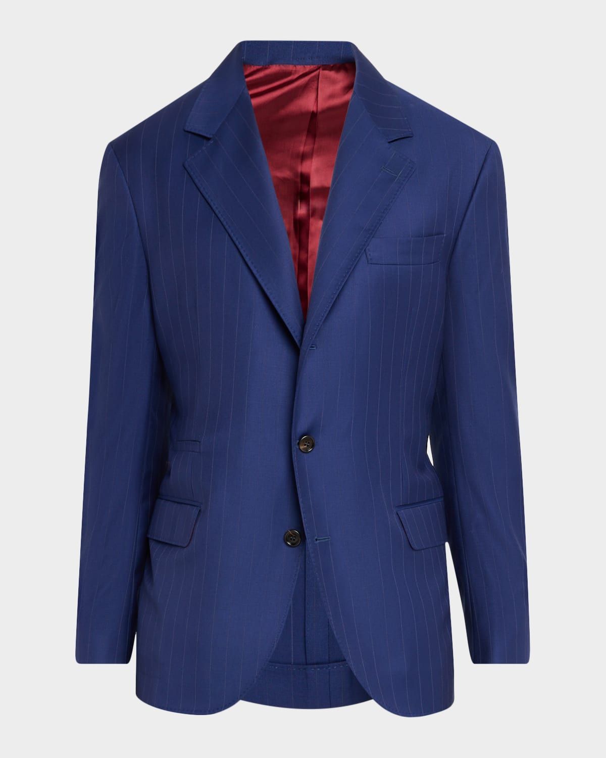 Pinstriped Linen-Blend Single-Breasted Suit