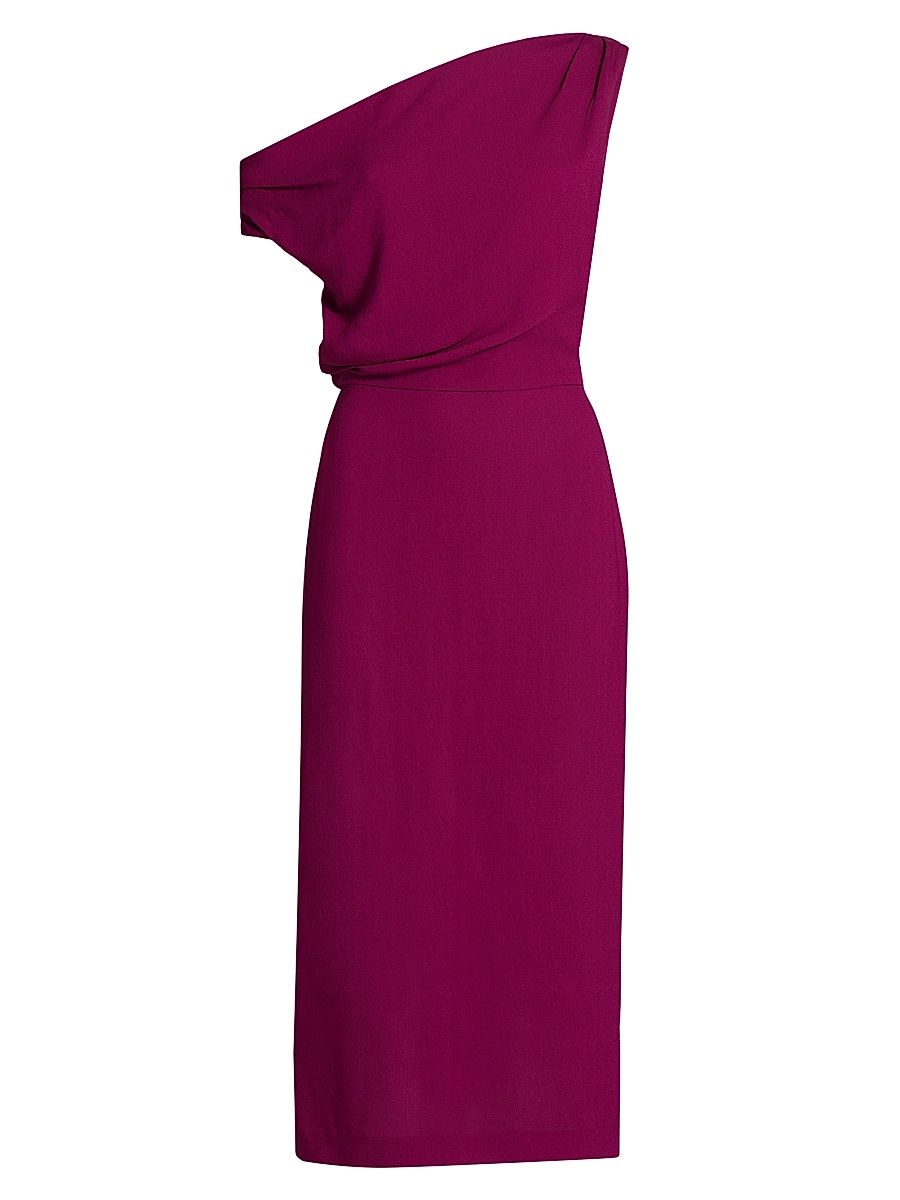 Women's Kira One-Shoulder Midi-Dress - Fuchsia - Size 12