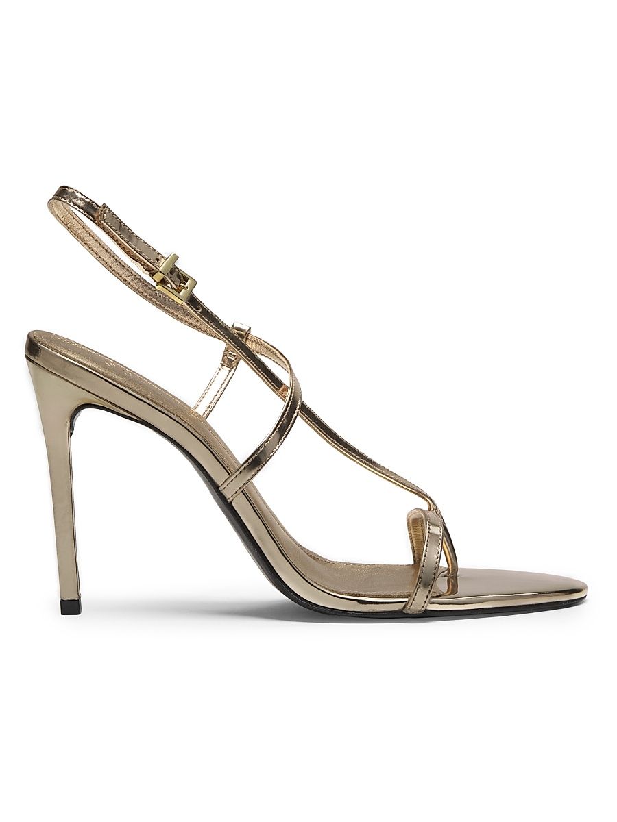 Women's Azure 100MM Metallic Leather Sandals - Platina - Size 11