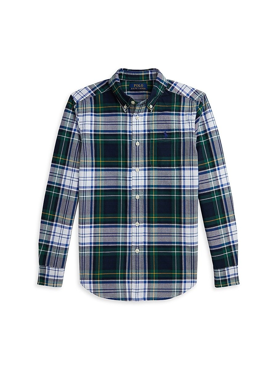 Little Boy's & Boy's Plaid Cotton Shirt - Green Multi - Size 8